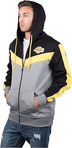 Ultra Game NBA Los Angeles Lakers Men's Contrast Back Cut Full Zip Hoodie Sweatshirt|Los Angeles Lakers - UltraGameShop