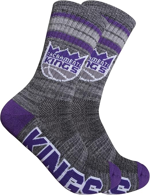 Ultra Game NBA Official Youth Athletic Cushioned Secure Fit Team Crew Socks, Sacramento Kings, Assorted, Y9-11|Sacramento Kings