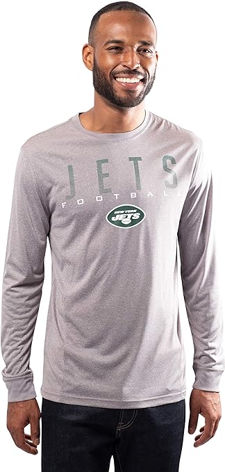 Ultra Game NFL New York Jets Mens Active Quick Dry Long Sleeve T-Shirt|New York Jets - UltraGameShop