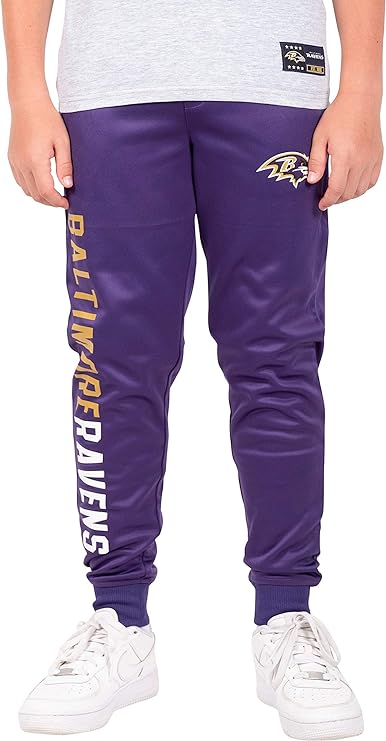 Ultra Game NFL Baltimore Ravens Youth High Performance Moisture Wicking Fleece Jogger Sweatpants|Baltimore Ravens - UltraGameShop