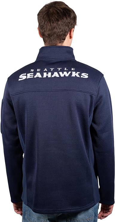 Ultra Game Men's Quarter-Zip Fleece Pullover Sweatshirt with Zipper Pockets Seattle Seahawks