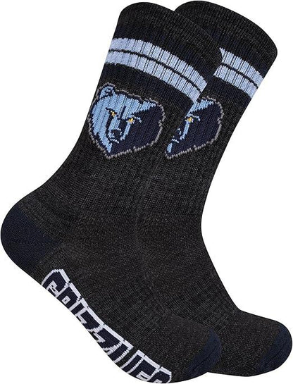 Ultra Game NBA Official Youth Athletic Cushioned Secure Fit Team Crew Socks, Memphis Grizzlies, Assorted, Y9-11|Memphis Grizzlies