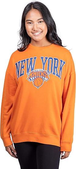 Ultra Game NBA Women's New York Knicks Extra Soft Fleece Distressed Oversized Pullover Sweatshirt | New York Knicks - UltraGameShop