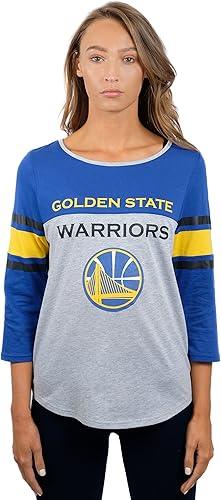 Ultra Game Golden State Warriors Women's Standard T Raglan Baseball 3/4 Long Sleeve Tee Shirt|Golden State Warriors - UltraGameShop