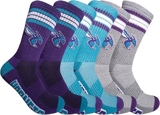 Ultra Game NBA Men's Charlotte Hornets Athletic Cushioned Secure Fit Team Crew Socks - 3 Pack| Charlotte Hornets - UltraGameShop