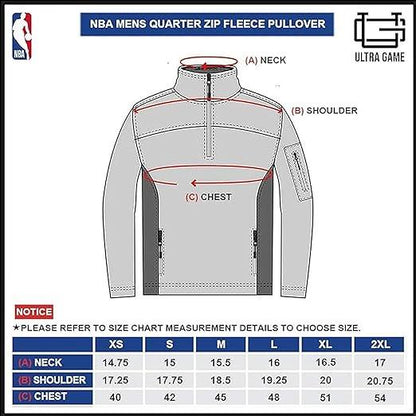 Ultra Game Miami Heat Men's Quarter Zip Fleece Pullover Sweatshirt with Zipper Pockets|Miami Heat - UltraGameShop