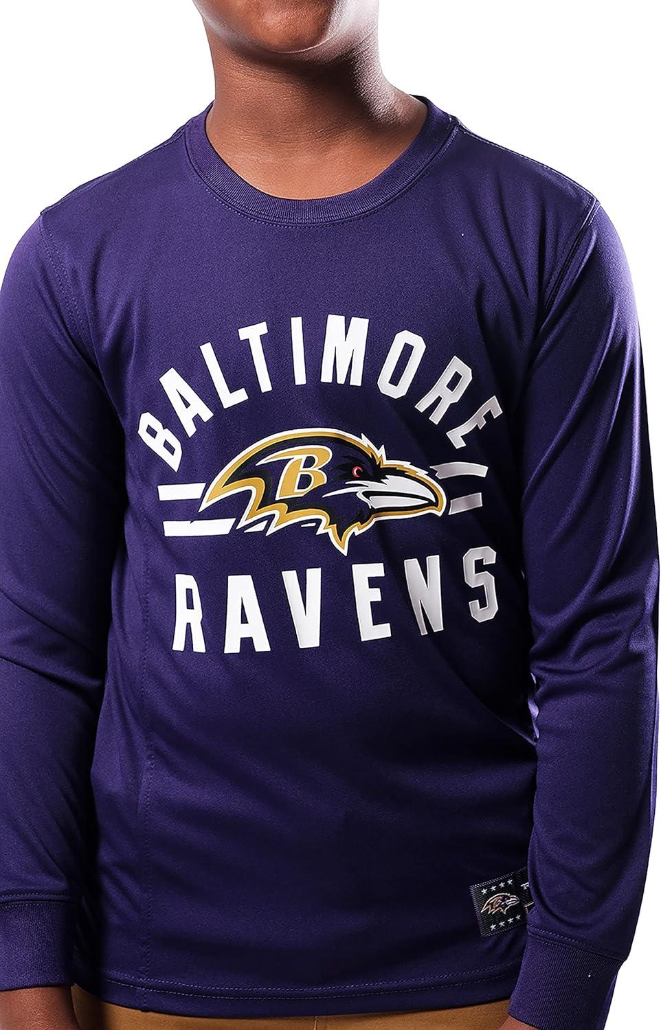 Ultra Game NFL Baltimore Ravens Youth Super Soft Supreme Long Sleeve T-Shirt|Baltimore Ravens - UltraGameShop