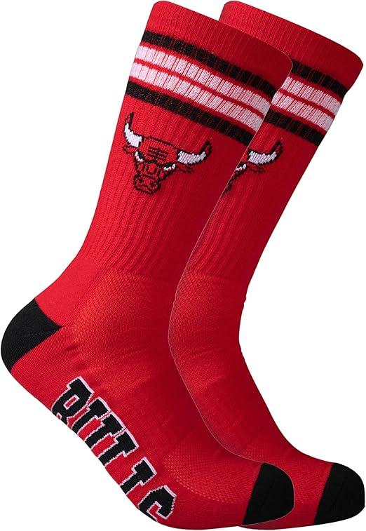 Ultra Game NBA Official Men’s Athletic Cushioned Secure Fit Team Crew Socks - 3 Pack - Unisex, Chicago Bulls, Assorted, M6-12|Chicago Bulls