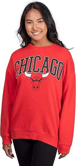 Ultra Game NBA Women's Chicago Bulls Extra Soft Fleece Distressed Oversized Pullover Sweatshirt | Chicago Bulls - UltraGameShop