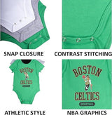 Ultra Game NBA Milwaukee Bucks Super Soft Cotton 3 Pack Baby Creeper Bodysuit|Milwaukee Bucks - UltraGameShop