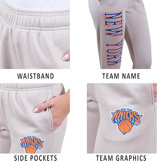 Ultra Game NBA New York Knicks Women's Super Soft Active Fleece Sweatpants Joggers|New York Knicks - UltraGameShop