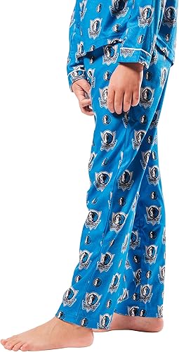 Ultra Game NBA Official Youth 2-Piece Super Soft Button Down Pajamas Set, Dallas Mavericks, Boys Sizes|Dallas Mavericks