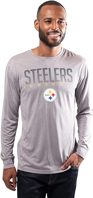 Ultra Game NFL Pittsburgh Steelers Mens Active Quick Dry Long Sleeve T-Shirt|Pittsburgh Steelers - UltraGameShop