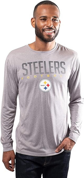 Ultra Game NFL Pittsburgh Steelers Mens Active Quick Dry Long Sleeve T-Shirt|Pittsburgh Steelers