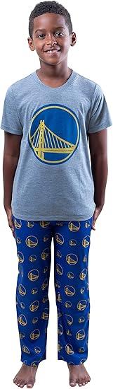 Ultra Game NBA Golden State Warriors Boys 2 Piece Tee Shirt & Lounge Pants Pajama Set| Golden State Warriors - UltraGameShop