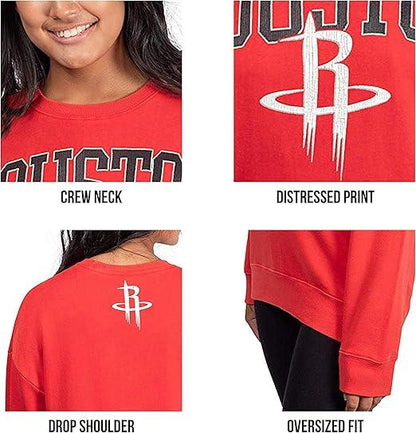 Ultra Game NBA Women's Chicago Bulls Extra Soft Fleece Distressed Oversized Pullover Sweatshirt | Chicago Bulls - UltraGameShop