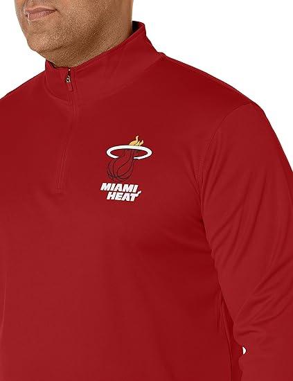 Ultra Game NBA Miami Heat Men's Quarter Zip Long Sleeve Pullover T-Shirt|Miami Heat - UltraGameShop