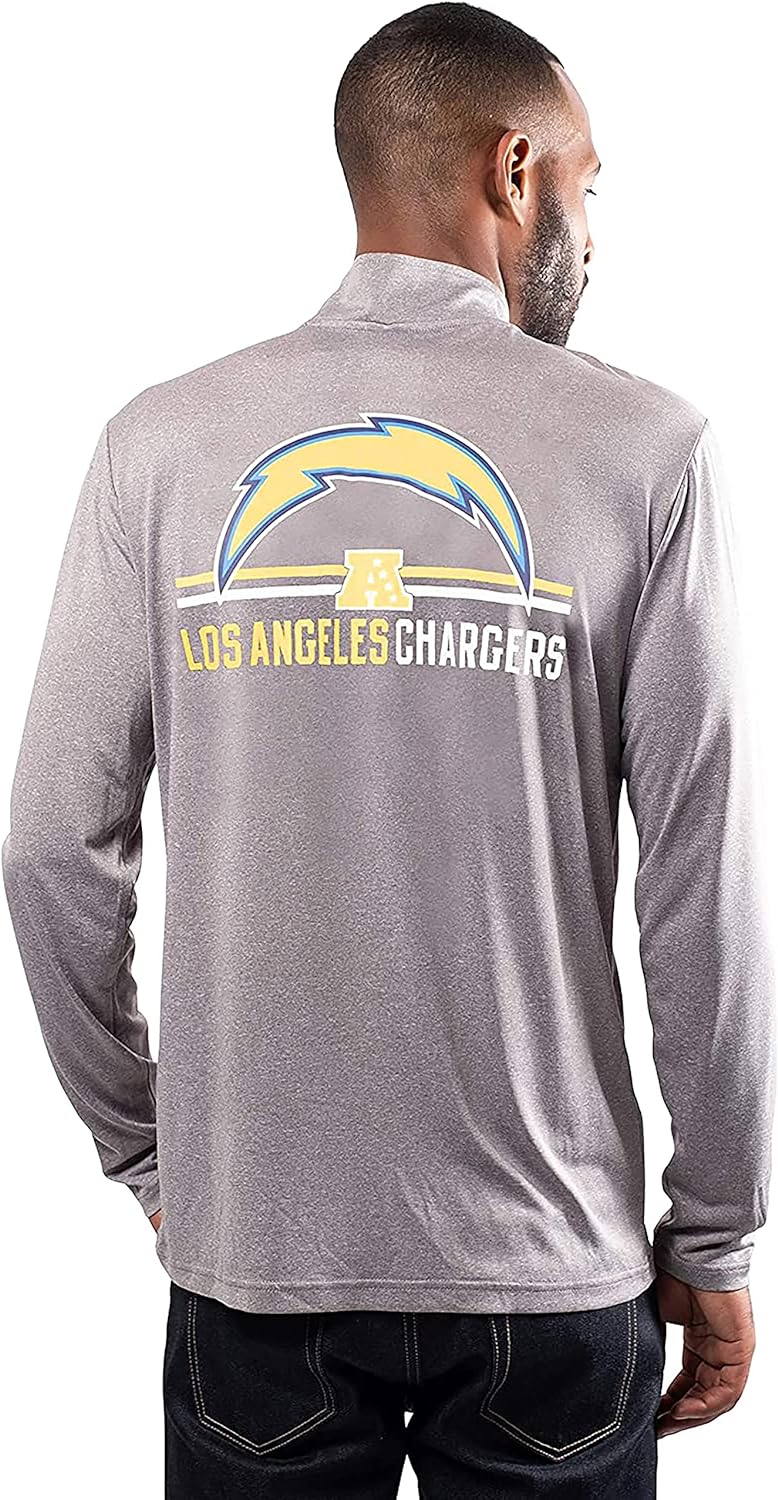 Ultra Game NFL Los Angeles Chargers Mens Super Soft Quarter Zip Long Sleeve T-Shirt|Los Angeles Chargers