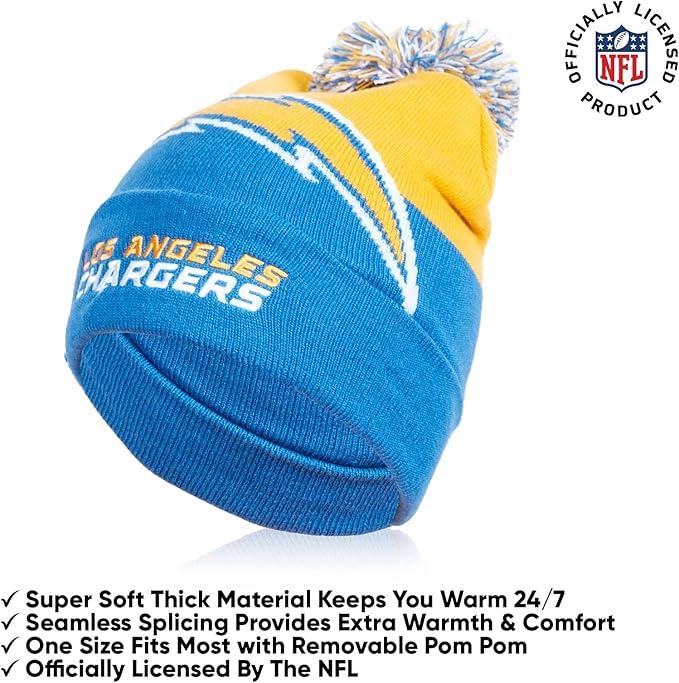 Ultra Game NFL Official Youth Super Soft Winter Beanie Knit Hat With Extra Warm Touch Screen Gloves, Los Angeles Chargers, Team Color 2, 1SIZE|Los Angeles Chargers