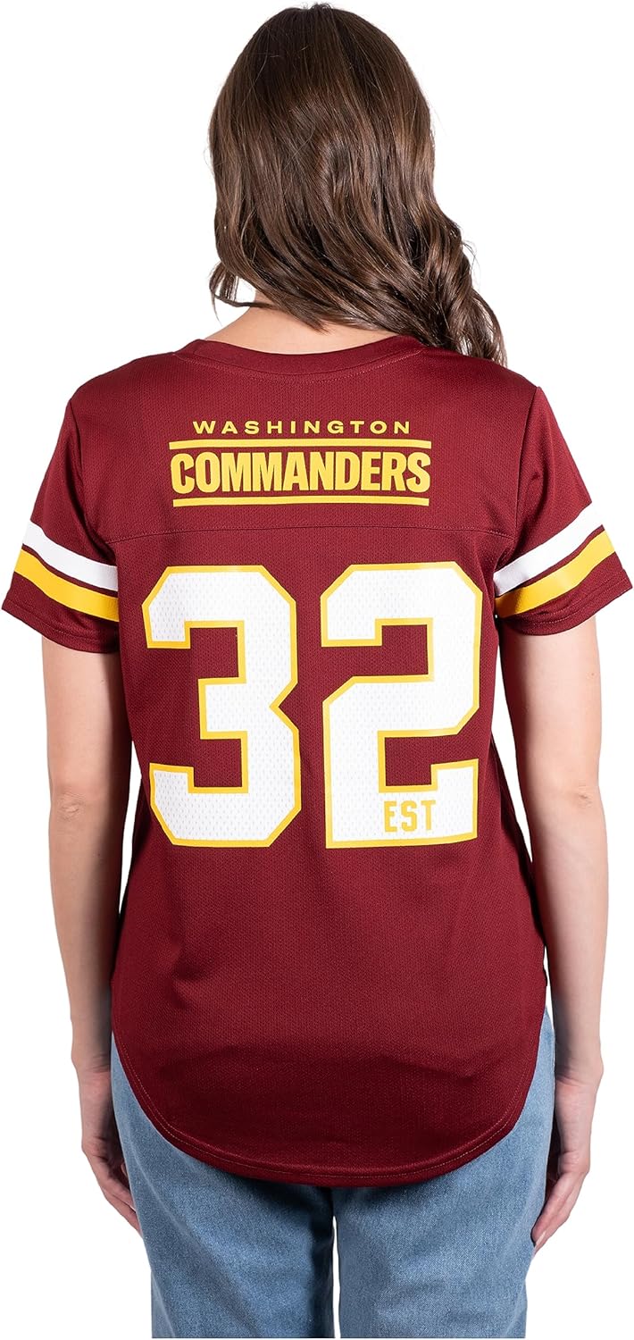 Ultra Game NFL Washington Commanders Womens Soft Mesh Varsity Stripe T-Shirt|Washington Commanders