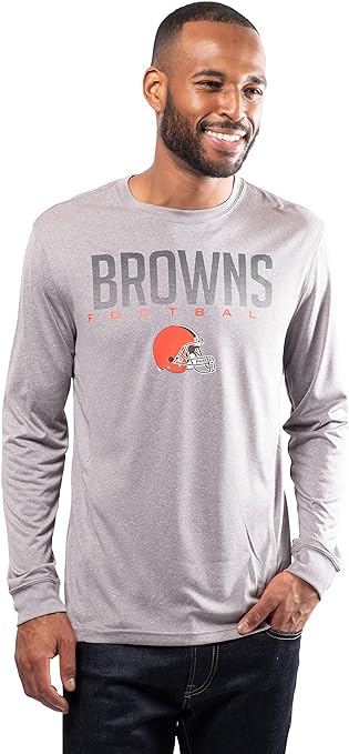 Ultra Game NFL Cleveland Browns Mens Active Quick Dry Long Sleeve T-Shirt|Cleveland Browns - UltraGameShop