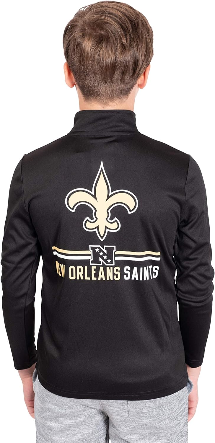 Ultra Game NFL New Orleans Saints Youth Super Soft Quarter Zip Long Sleeve T-Shirt|New Orleans Saints