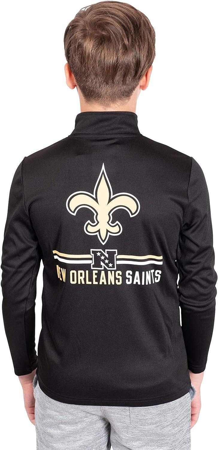 Ultra Game NFL New Orleans Saints Youth Super Soft Quarter Zip Long Sleeve T-Shirt|New Orleans Saints - UltraGameShop