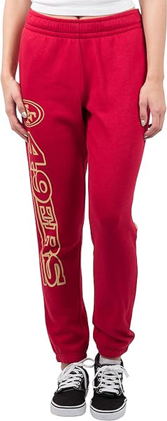 Ultra Game NFL San Francisco 49ers Womens Super Soft Fleece Jogger Sweatpants|San Francisco 49ers