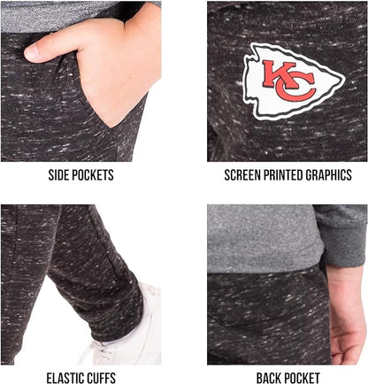 Ultra Game NFL Kansas City Chiefs Youth Extra Soft Black Snow Fleece Jogger Sweatpants|Kansas City Chiefs - UltraGameShop