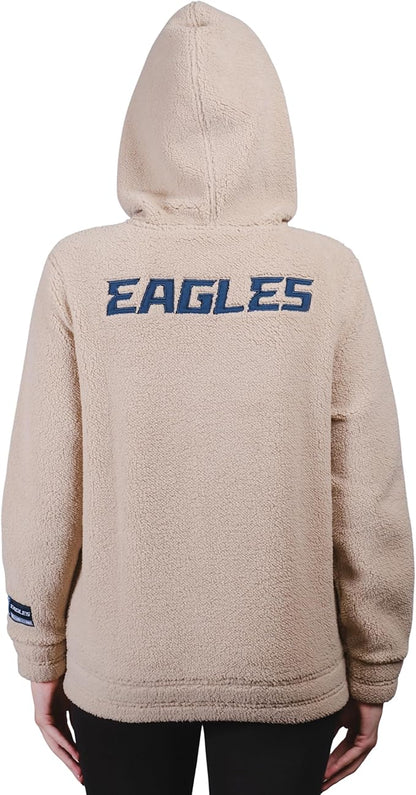 NFL Official Women's Super Soft Sherpa Full Zip Hoodie Sweatshirt Jacket|Philadelphia Eagles