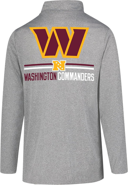Ultra Game NFL Official Adults Super Soft Quarter Zip Long Sleeve T-Shirt - Unisex|Washington Commanders