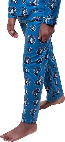 Ultra Game NBA Minnesota Timberwolves Boys 2-Piece Loose-fit Button Down Pajamas Set|Minnesota Timberwolves - UltraGameShop