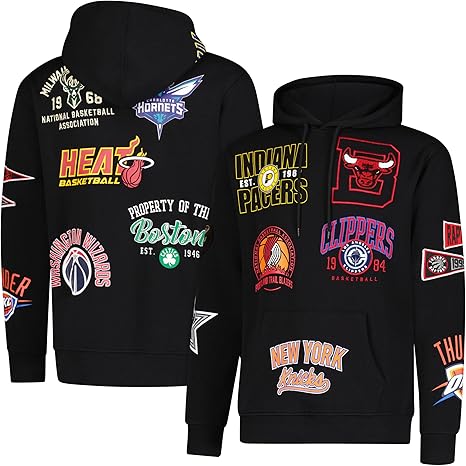 Ultra Game NBA Official MenÄôs Soft Fleece Pullover Hoodie Sweatshirt - Unisex, Multi-Team, Black|Multi-Team
