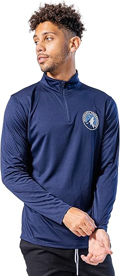 Ultra Game NBA Minnesota Timberwolves Men's Quarter Zip Long Sleeve Pullover T-Shirt|Minnesota Timberwolves - UltraGameShop