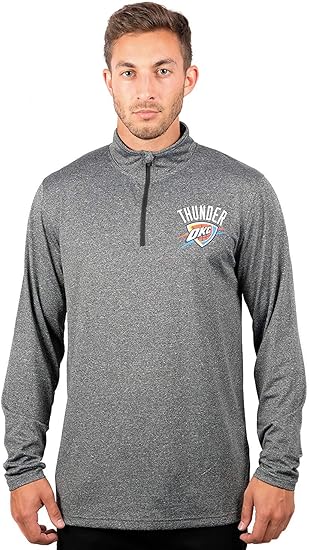 Ultra Game NBA Oklahoma City Thunder Men's Quarter Zip Long Sleeve Pullover T-Shirt|Oklahoma City Thunder - UltraGameShop