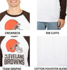 Ultra Game NFL Mens Super Soft Raglan Baseball Long Sleeve T-Shirt| Cleveland Browns
