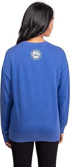 Ultra Game NBA Women's Philadelphia 76ers Extra Soft Fleece Distressed Oversized Pullover Sweatshirt | Philadelphia 76ers - UltraGameShop