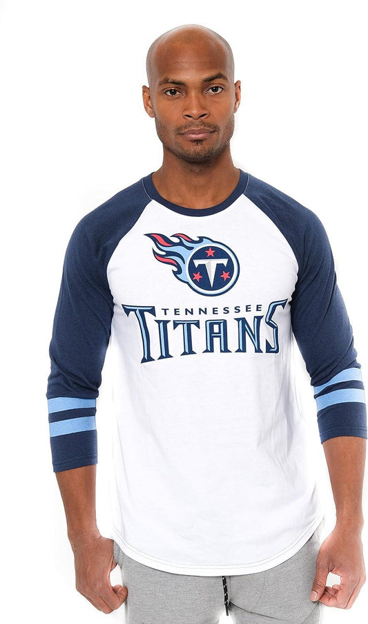 Ultra Game NFL Mens Super Soft Raglan Baseball Long Sleeve T-Shirt| Tennessee Titans - UltraGameShop