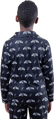 Ultra Game NBA San Antonio Spurs Boys 2-Piece Loose-fit Button Down Pajamas Set|San Antonio Spurs - UltraGameShop