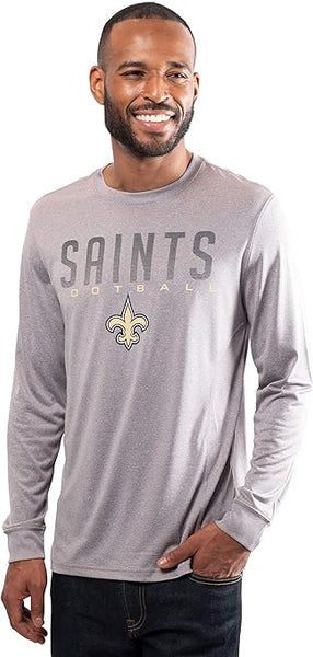 Ultra Game NFL New Orleans Saints Mens Active Quick Dry Long Sleeve T-Shirt|New Orleans Saints