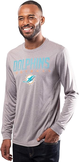 Ultra Game NFL Miami Dolphins Mens Active Quick Dry Long Sleeve T-Shirt|Miami Dolphins - UltraGameShop