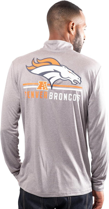 Ultra Game NFL Denver Broncos Mens Super Soft Quarter Zip Long Sleeve T-Shirt|Denver Broncos - UltraGameShop