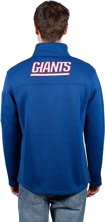 Ultra Game Men's Quarter-Zip Fleece Pullover Sweatshirt with Zipper Pockets New York Giants - UltraGameShop