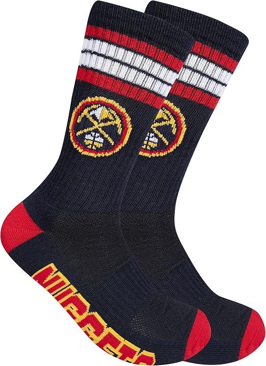 Ultra Game NBA Official Men’s Athletic Cushioned Secure Fit Team Crew Socks - 3 Pack - Unisex, Denver Nuggets, Assorted, M6-12|Denver Nuggets