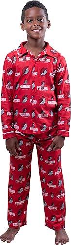 Ultra Game NBA Portland Trail Blazers Boys 2-Piece Loose-fit Button Down Pajamas Set|Portland Trail Blazers - UltraGameShop