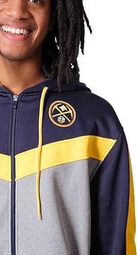 Ultra Game NBA Denver Nuggets Men's Contrast Back Cut Full Zip Hoodie Sweatshirt|Denver Nuggets - UltraGameShop