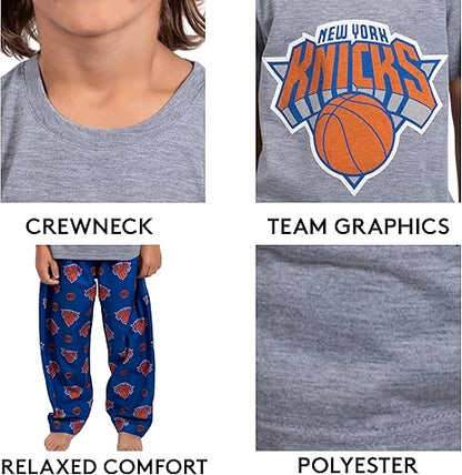 Ultra Game NBA Official Youth 2 Piece T-Shirt & Lounge Pants Pajama Set, New York Knicks, Boys Sizes|New York Knicks