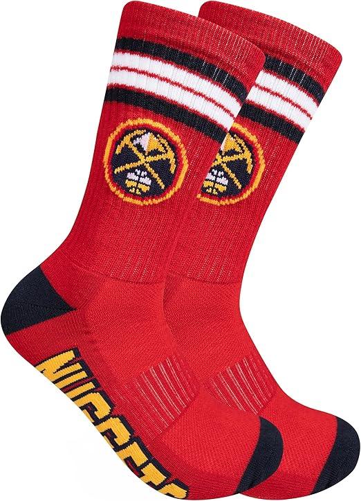 Ultra Game NBA Official Men’s Athletic Cushioned Secure Fit Team Crew Socks - 3 Pack - Unisex, Denver Nuggets, Assorted, M6-12|Denver Nuggets