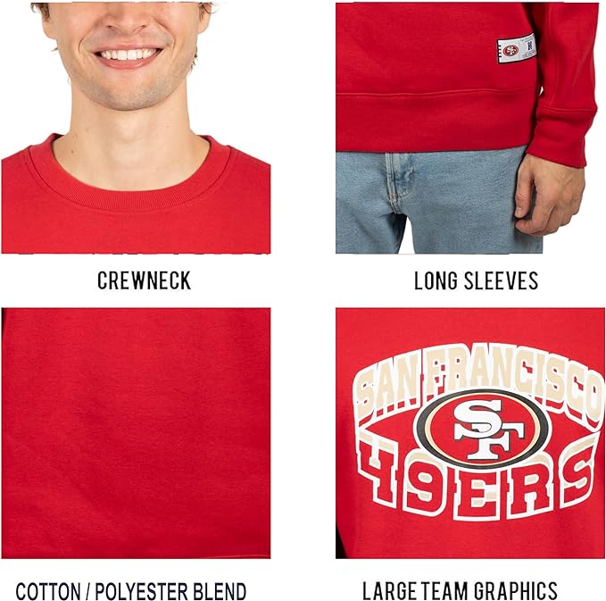 Ultra Game NFL San Francisco 49ers Mens Super Soft Ultimate Crew Neck Sweatshirt|San Francisco 49ers