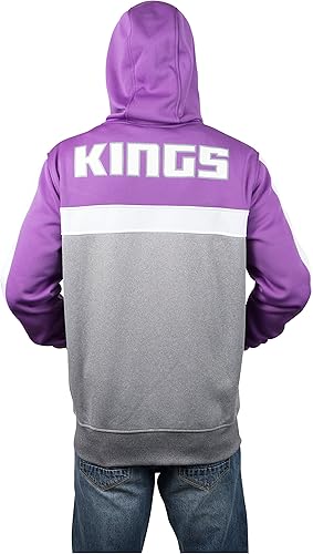 Ultra Game NBA Sacramento Kings Men's Contrast Back Cut Full Zip Hoodie Sweatshirt|Sacramento Kings - UltraGameShop